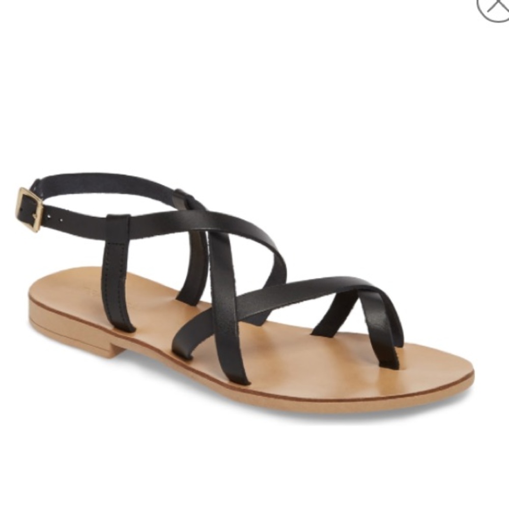 NWT Topshop black leather strappy sandals